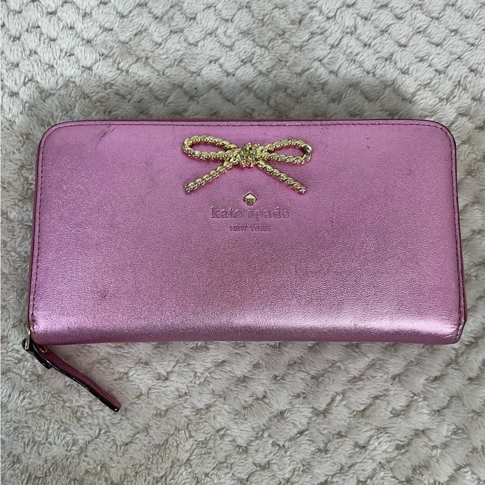 Kate Spade Fluorescent Pink Zip Around Wallet